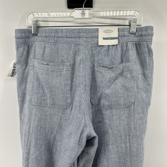 NWT Old Navy Linen Pants Women's Medium Blue & White Casual Comfy Wide Legs NEW - Picture 5 of 15